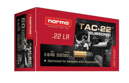 Norma 22LR Tac-22 Subsonic 40gr HP 50 Pack